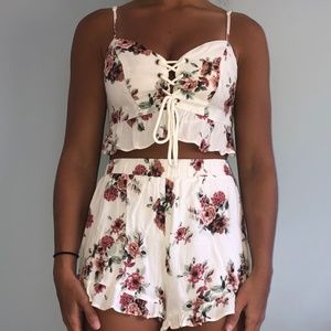 Pacsun | White Floral Two Piece Set